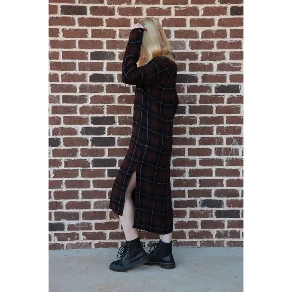 Cloth & Stone Anthropologie Plaid Button Front Midi Shirt Dress Size Small - Picture 2 of 6